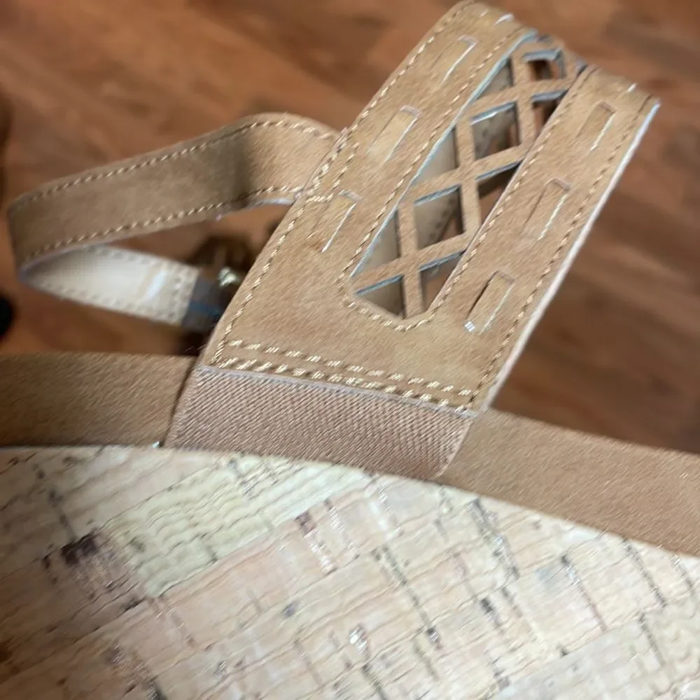 Tommy Hilfiger Heels Sandals, Wedge, Brown, Tan, 9.5